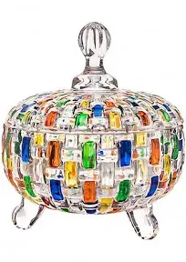 Magcolor Elegant-Hand Painted Colorful Woven Large Crystal Glass Candy Box