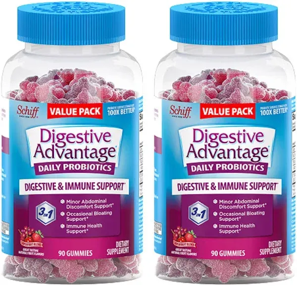 Digestive Advantage Probiotic Gummies, Natural Fruit - 60 count