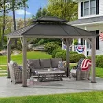 Sunjoy 10 ft. x 12 ft. Cedar Framed Steel Hardtop Gazebo