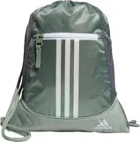 Adidas Alliance II Sackpack Backpack Jersey Grey Lime Green Drawstring Zip New