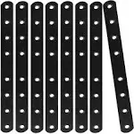 HNBun 12pcs Black Mending Plate, 10A Flat Straight Braces Heavy Duty Metal Straight Bracket, Cast Iron Mending Joining Repair Plates Fixing Bracket