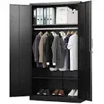 Fesbos Metal Wardrobe Cabinets with Lock,Clothing Locker 72 inch x 36 inch x 18 inch Storage Cabinets for Home Room,Fire Department, School, Employee,