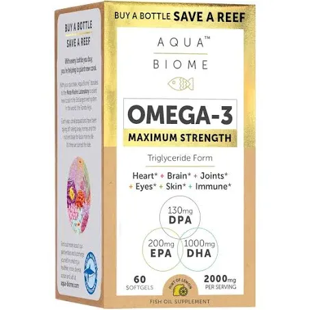 Aqua Biome by Enzymedica, Maximum Strength Omega 3 Fish Oil, 60 Softgels