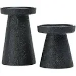 Stoneware Pillar &amp; Taper Candle Holders, Set of 2