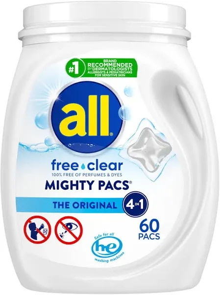 All Mighty Pacs Free Clear Laundry Detergent