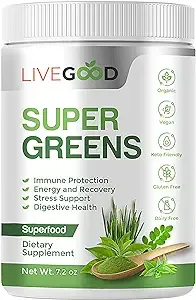 LiveGood ORGANIC SUPER GREENS Superfood Dietary Supplement Immune System