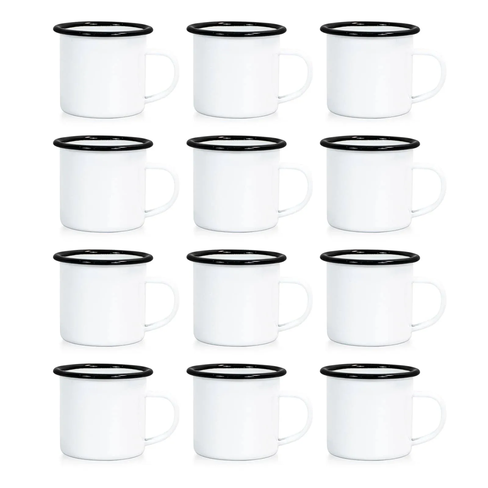 4 Pack Sublimation Blank Enamel Mug 12 OZ with Black Rim Camping Travel Coffee Metal Mug Can be used as a gift for Christmas Thanksgiving Mother's Day Father's Day