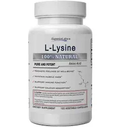 Superior Labs – Best L-Lysine NonGMO Dietary Supplement –500 mg Pure Active L-Lysine – 120 Vegetable Capsules – Supports Calcium Absorption – Immune