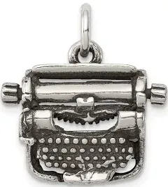 Typewriter Charm Pendant In 925 Sterling Silver