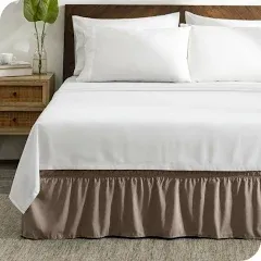 Bare Home Adjustable Wrap Around Bed Skirt - Full - Sand