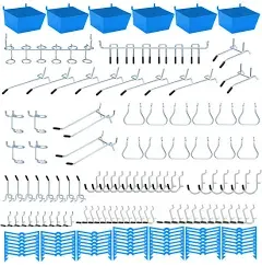 148Pcs Accessories Organizer Kit Pegboard Bins Set For Tools Hooks Assortment