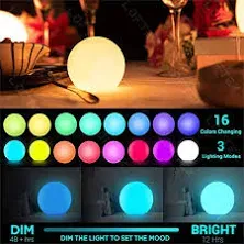 LOFTEK LED Portable Dimmable Floating Pool Lights Ball, 6-inch Cordless Night Light with Remote, 16 RGB Colors & 4 Modes, Rechargeable & Waterproof, Perfect for Indoor/Outdoor, Party Decor-1 Piece