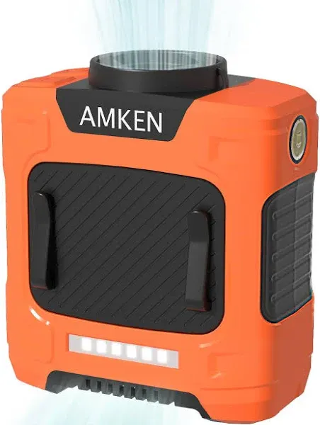 Amken Waist Fan - Belt Fan, Portable Clip Fan with 10000mAh Battery, 24-Hour Working Time, LED SOS Light - 3 Speeds, 15500rpm Strong Airflow - Neck