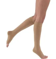 JOBST Relief Knee High Graduated Compression Socks, 15-20 mmHg - Comfortable Unisex Design - Open Toe, Beige, Medium