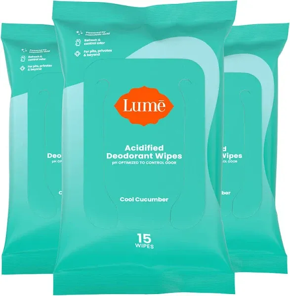 Lume Acidified Deodorant Wipes