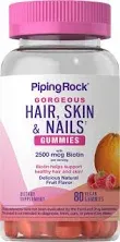 Hair, Skin & Nails (Delicious Fruit), 80 Vegan Gummies | PipingRock Health Products