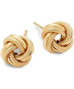 14K Yellow Gold Love Knot Stud Earrings