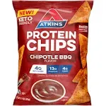 Atkins Chipotle BBQ Protein Chips, 4G Net Carbs, 13g Protein, Gluten Free, Low Glycemic, Keto Friendly, 12 Count