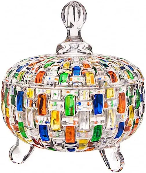 Magcolor Elegant-Hand Painted Colorful Woven Large Crystal Glass Candy Box