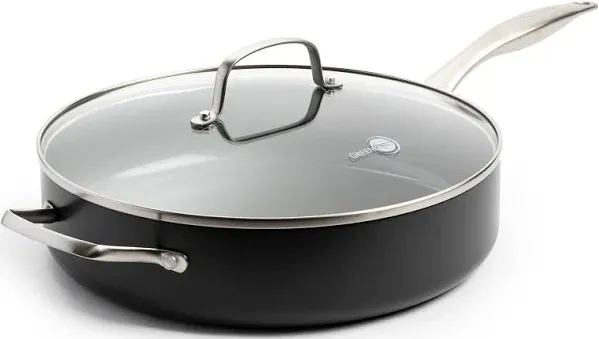 Canterbury Hard Anodized Healthy Ceramic Nonstick, 5QT Saute Pan with Lid, PF...