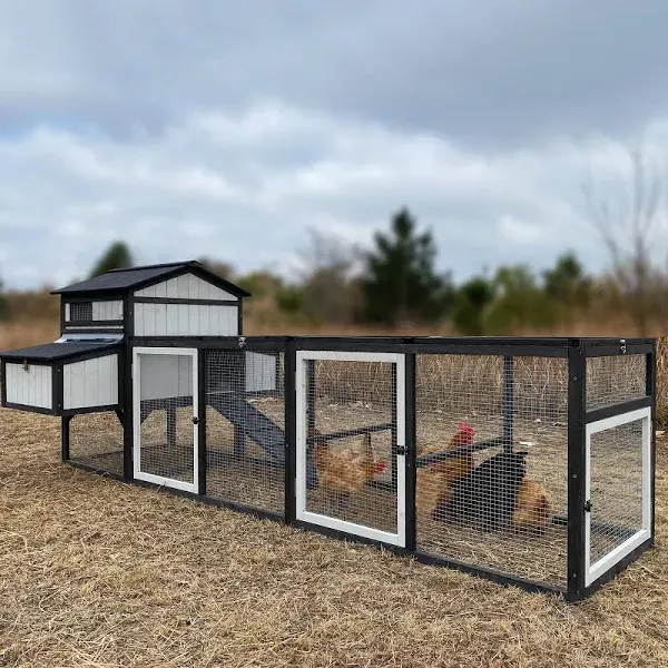 Petscosset 116&#034;L Extra Large Chicken Coop  Wooden Poultry Cage with Run, Black