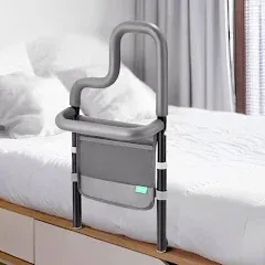 Xentrawave Dual-Bar Bed Rail for Elderly Adults Safety with Storage Pocket, 