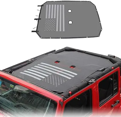 JeCar Mesh Sunshade Top Shade Cover UV Protection for Jeep Wrangler 2007-2018 JKU 4 Door