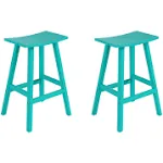 WestinTrends Outdoor Patio Adirondack Bar Height Stool Saddle Seat Chair Set of 2 - Turquoise