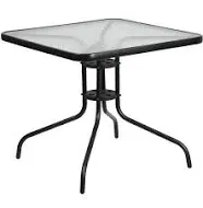 Flash Furniture 31.5 in. Square Tempered Glass Metal Table