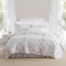 Laura Ashley Breezy Floral Pink Quilt Set