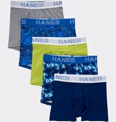 New Hanes 5 pack of  boys tagless X-temp boxer briefs underwear - SMALL (6-8)