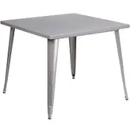 Flash Furniture Parker Commercial Grade 35.5" Square Blue Metal Indoor-Outdoor Table