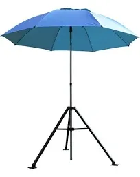 Black Stallion UB250-BLU Heavy Duty Industrial Umbrella And Tripod Stand Combo Set, Blue