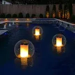 VISOFO Solar Floating Pool Lights for Swimming Pool | Outdoor Waterproof Decorations Solar Powered Flame LED Lamp Inground Pond Flickering Decor