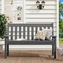 YITAHOME Garden Bench, All Weather Outdoor Bench for 2-3 Persons, Grey 