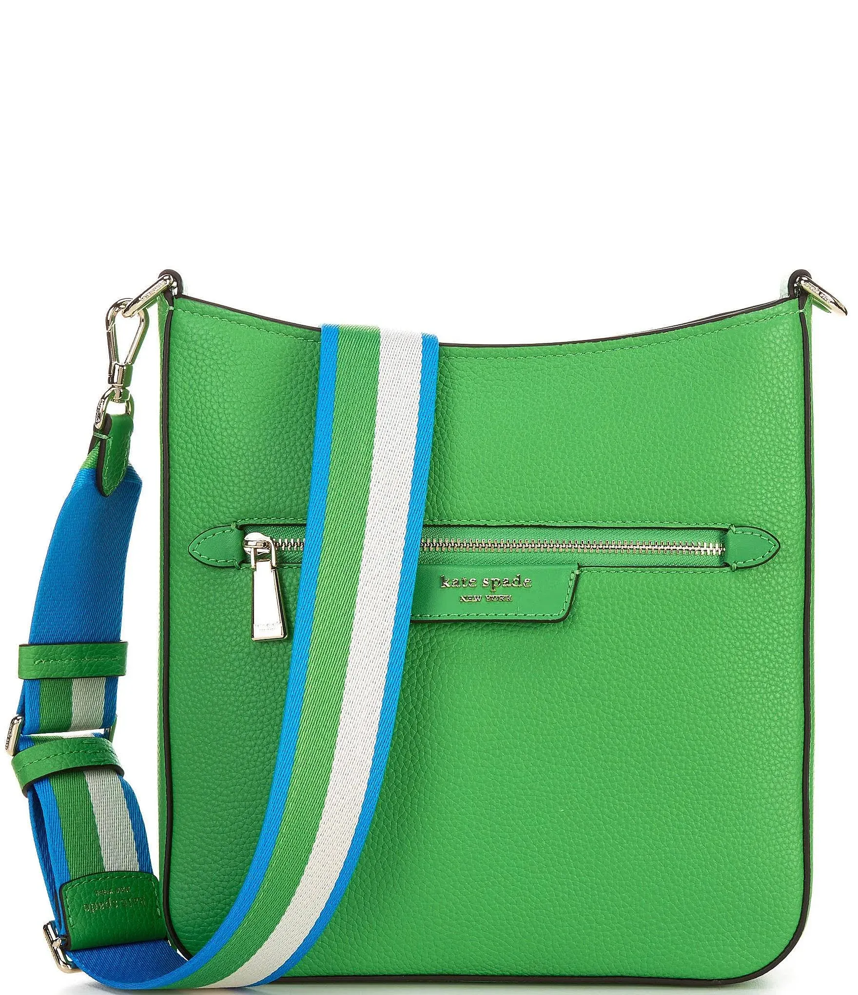 Kate Spade New York Hudson Small Pebbled Leather Messenger Crossbody - Turf Green