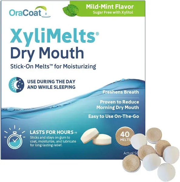 XyliMelts for Dry Mouth, Mint-Free, 80-Count Box (2 packs)