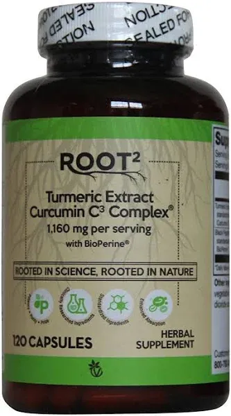 Vitacost ROOT2 Turmeric Extract Curcumin C3 Complex with Bioperine -120 Capsules