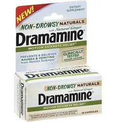 Dramamine Motion Sickness Relief Non-Drowsy Naturals with Ginger