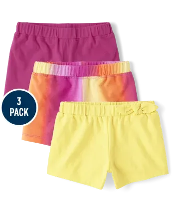 Toddler Girls Ombre Side Tie Shorts 3-Pack - Yellow