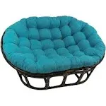 Blazing Needles 65 x 48 in. Solid MicroSuede Double Papasan Cushion, Aqua Blue