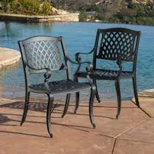 Christopher Knight Home Hallandale Set of 2 Cast Aluminum Patio Chairs