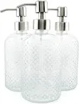 AuldHome Design Clear Hobnail Glass Soap Dispenser, 3pk; Decorative Pump Bottles