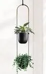 ABETREE Modern Metal Hanging Planter for Indoor Outdoor Plants with Hook 2 Tier Boho Wall and Celling Flower Pot Plant Holder Home Decor