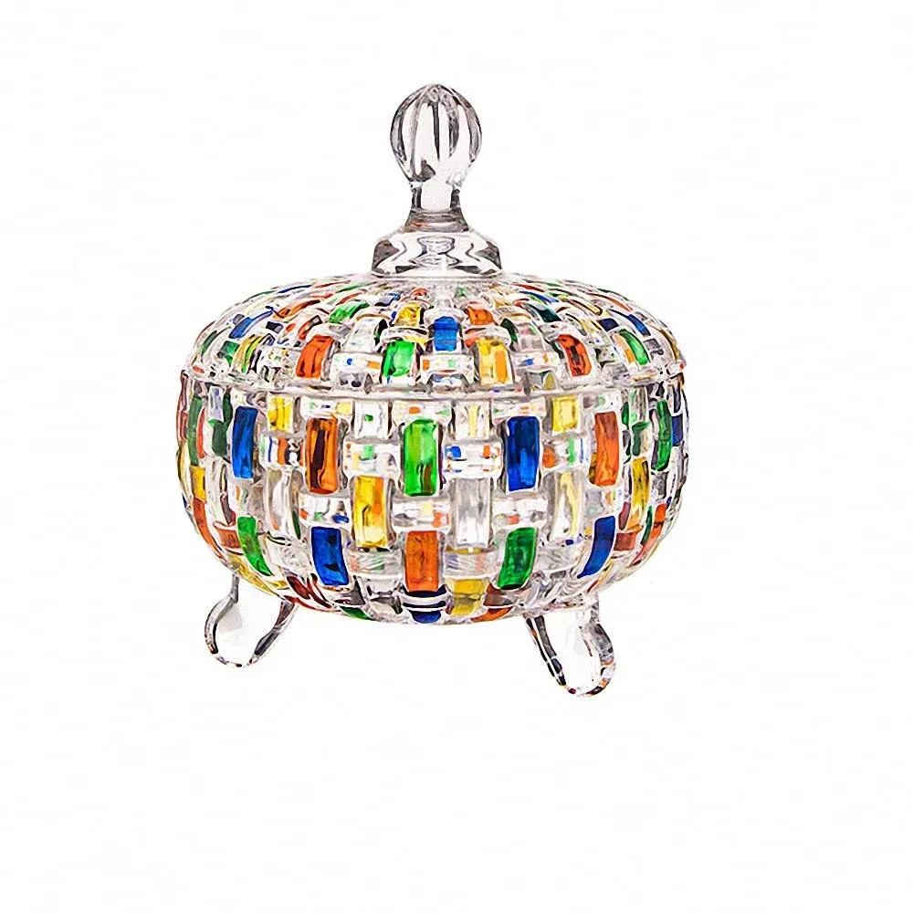 Magcolor Elegant-Hand Painted Colorful Woven Large Crystal Glass Candy Box