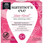 Summers Eve Daily Refreshing Cloths - Sheer Floral 16ct