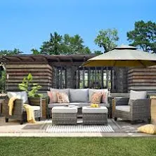 New Vultros Gray 5-Piece Wicker Outdoor Patio Conversation Seating Set with Gray Cushions