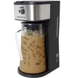 West Bend IT500-W Iced Coffee Maker or Iced Tea Maker Includes An Infusion Tube to Customize The Flavor, Features Auto Shut-Off, 2.75-Quart, Black