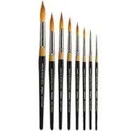 KINGART Original Gold 9020 Ultra Round Series Premium Golden Taklon, Multimedia Artist Brushes, Set of 8