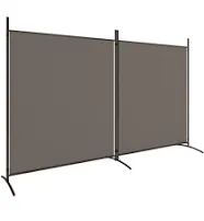 vidaXL Modern 2-Panel Room Divider, White Fabric and Iron Room Partition - Foldable, Flexible Placement, Blocks Sunlight, Assembly Manual Included, Size 68.9"x70.9"